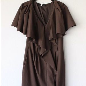 Black Halo Cape V neck dress